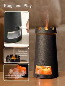 EIGIIS 3-In-1 Mist Humidifier With Aromatherapy Diffuser And Himalayan Salt Lamp, Flame Effect Essential Oil Diffuser, Colorful Night Light With Auto Shut-Off, Home Office Gift, 80ml - View 4