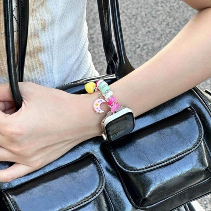 Pulseira de Relógio Multifuncional, Design de Linha Telefônica Compacto e Requintado Portátil Diário, Compatível com Apple Watch 38mm, 41mm, 42mm, 44mm, 45mm, 46mm e 49mm, Compatível com Apple Watch 11/10/9/8/7/6/5/2/1 SE Ultra Series, Pulseira de Relógio Inteligente de Moda para Casal - Multicolorido - Visão 1