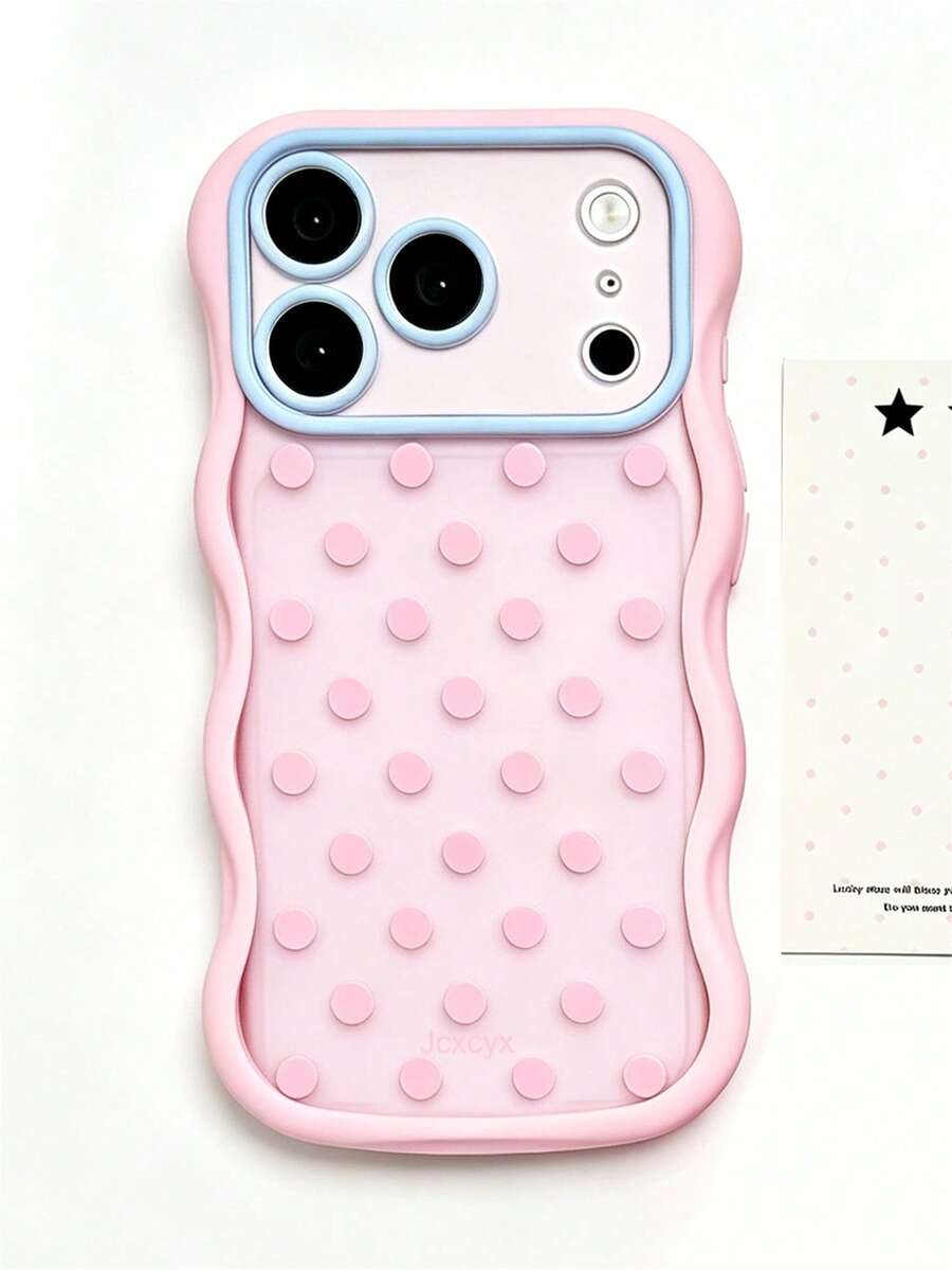 Y2K可愛波點多巴胺彩色波浪設計手機殼，相容 iPhone 17 Pro Max 17 Pro 17 16 Pro Max 16 Pro 16 15 Pro Max 15 Pro 14 Pro Max 14 Pro 13 12 11，可愛磨砂半透明背蓋