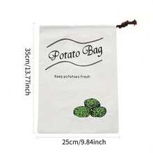 Reusable Canvas Vegetable Storage Bag With Drawstring Closure, Suitable For Onions, Potatoes And More, Extends Vegetable Freshness, Ideal For Kitchen Storage And Outdoor Picnic, Keeps Vegetables Fresh - View 10