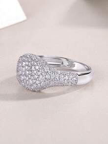 1 Piece Charming Women's 925 Sterling Silver Moissanite Ring, Ideal For Weddings, Proposals, Anniversary Parties And Valentine's Day Gifts - Silver - View 7