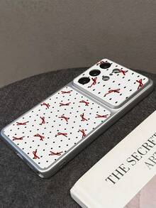 1pc Fashion Black Polka Dot Bow Pattern Spray Painted TPU Full Coverage Phone Case Compatible With Galaxy S26 S25 S24 Ultra S24 Plus S24 FE S23 S22 A55 A54 A53 A52 A50 A30 A42 A35 A34 A33 A25 A24 A20 A30 A15 A17, Smart 8/ Hot 40i/Spark 20/Spark 20C/Spark Go 2024/ G84/ A7 Pro/Honor X9A X9B X9C X9D - Silver - View 4