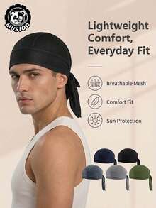 Musion Breathable Mesh Tie Back Durag, Lightweight Sun Protection Motorcycle Helmet Liner Do Rag, Sweat Wicking Wind Resistant Head Wrap For Motorbike Riding, Cycling & Motorsports - Multicolor - View 1