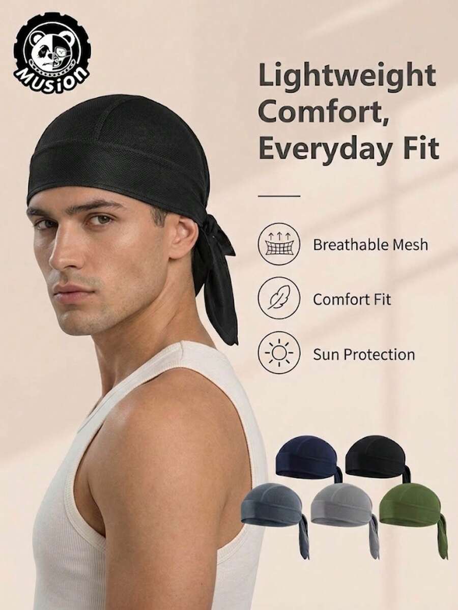 Musion Breathable Mesh Tie Back Durag, Lightweight Sun Protection Motorcycle Helmet Liner Do Rag, Sweat Wicking Wind Resistant Head Wrap For Motorbike Riding, Cycling & Motorsports - Multicolor - View 1