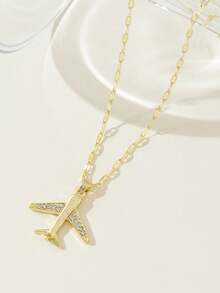 1pc New 3D Personalized Hip Hop Rhinestone Airplane Pendant Rearview Mirror Chain, Women's Car Accessory - Airplane Rearview Mirror Charm - View 4
