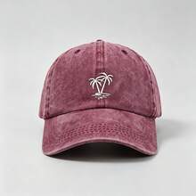 1pc Unisex Fashion Cartoon Coconut Tree Embroidery Retro Baseball Cap - Adjustable Baseball Cap Unisex Casual Hat, Perfect For Outdoor Sports, Travel - Grey - View 3