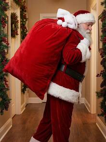 Large Christmas Santa Gift Sacks, Velvet Jumbo Drawstring Bags For Xmas Gifts, Reusable Merry Christmas Wrap Bags For Holiday Party, Toy Storage, Gift Wrapping, Holiday Decor, Santa Sack Bags For Festive Gift Giving - A - View 3