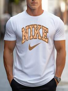 Men's Pure Cotton Short Sleeve T-Shirt O-Neck Regular Fit Casual Stade Rennais FC Logo Print Summer Comfortable Daily Wear Top - 白色 - 查看 8