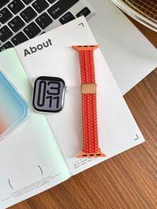 1pc Boys Girls Nylon Watch Band, Elastic Sport Band, Diamond Pattern Two-Tone Magnetic Buckle Woven Strap, Compatible With AppleWatch Series SE/1/2/3/4/5/6/7/8/9 Ultra 40mm 41mm 42mm 44mm 45mm 49mm All Sizes, Fashionable Smart Watch Accessory, Hot New Birthday Gift Back To School - Multicolor - View 7