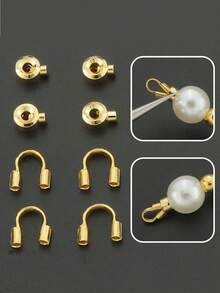20-200pcs Jewelry Making Kit | Gold-Plated Flat Clasp, U-Shaped Hook, Bead Spacers, Metal Wire Connectors, Clasp Wrappers, Handmade Beaded Necklace - Multicolor - View 2