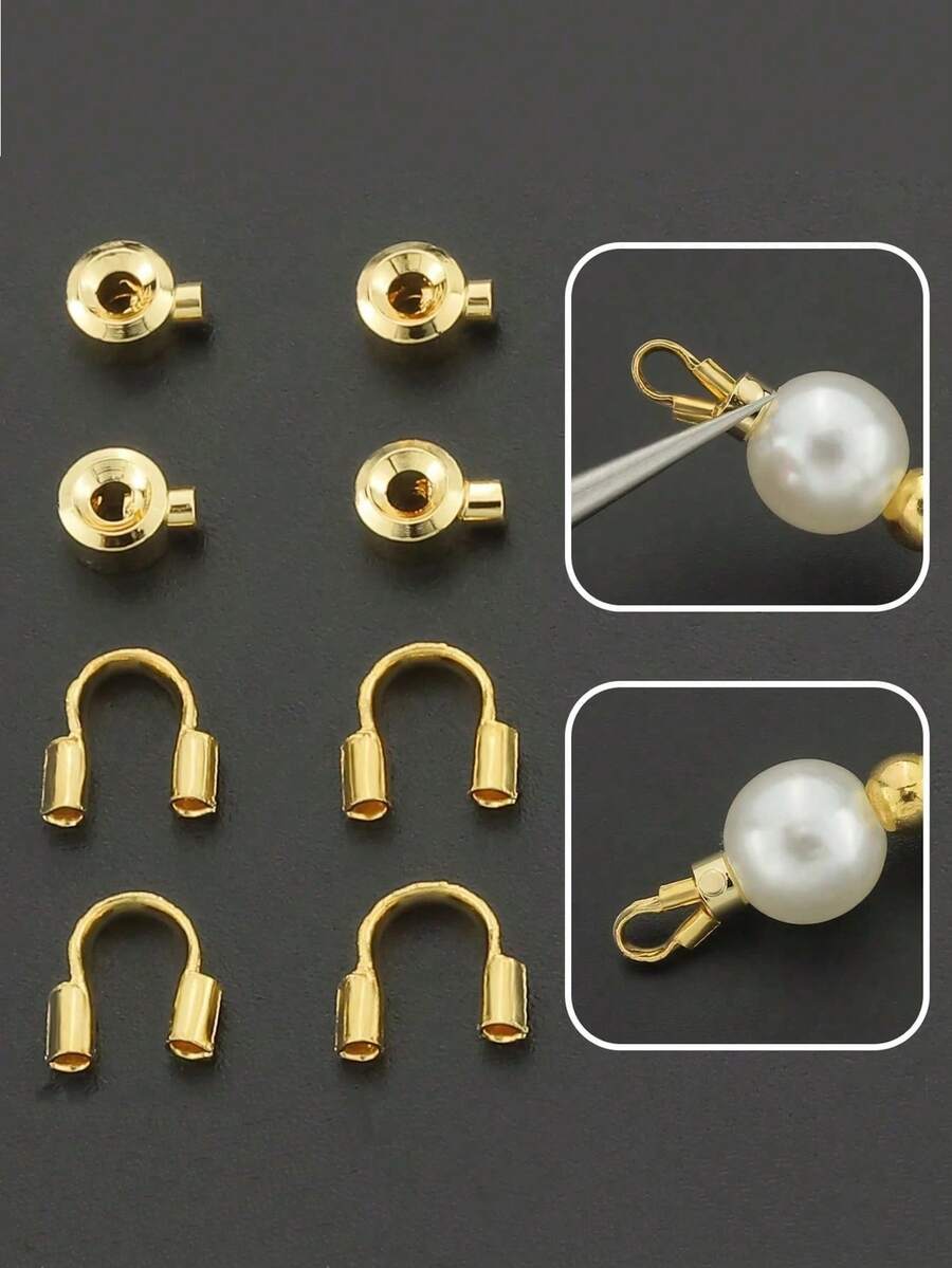 20-200pcs Jewelry Making Kit | Gold-Plated Flat Clasp, U-Shaped Hook, Bead Spacers, Metal Wire Connectors, Clasp Wrappers, Handmade Beaded Necklace