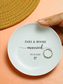 Customized Name Jewelry Tray, Personalized Ring Dish, Customizable Text Memorial Box, Travel Jewelry Organizer, Wedding Anniversary Gift, Decorative Tray, Christmas Gift Jewelry Tray - Multicolor - View 3