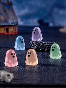 100/50/20/10pcs Glowing Mini Ghost, Halloween Party Fun Decor Gift, Suitable For Theme Party, DIY Party Decoration Accessories, Tabletop Decor, Garden Decor - Multicolor - View 2