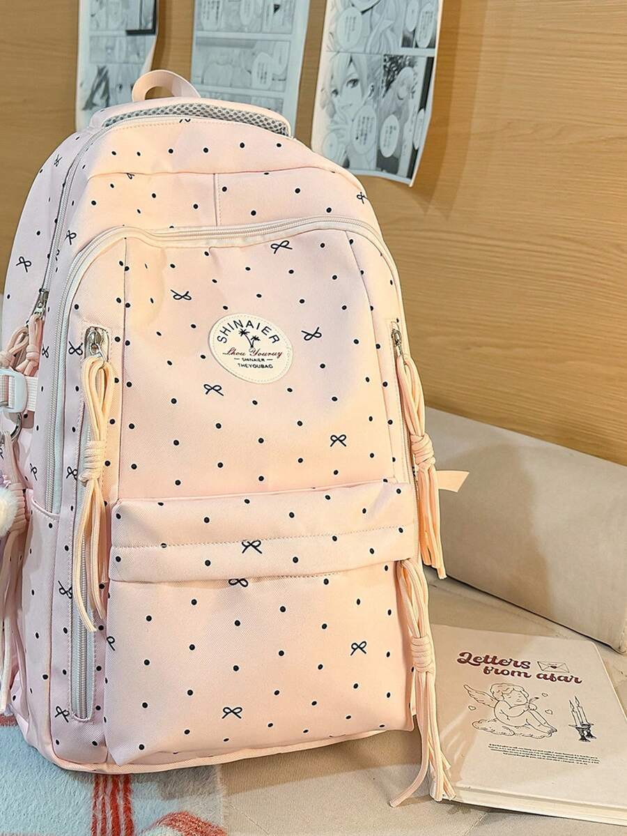 Lightweight Portable Anti-Theft Backpack With Multiple Pockets For Students & Teens, Ideal For School, Travel, Hiking, Climbing, Sports And Outings - Pink - View 1