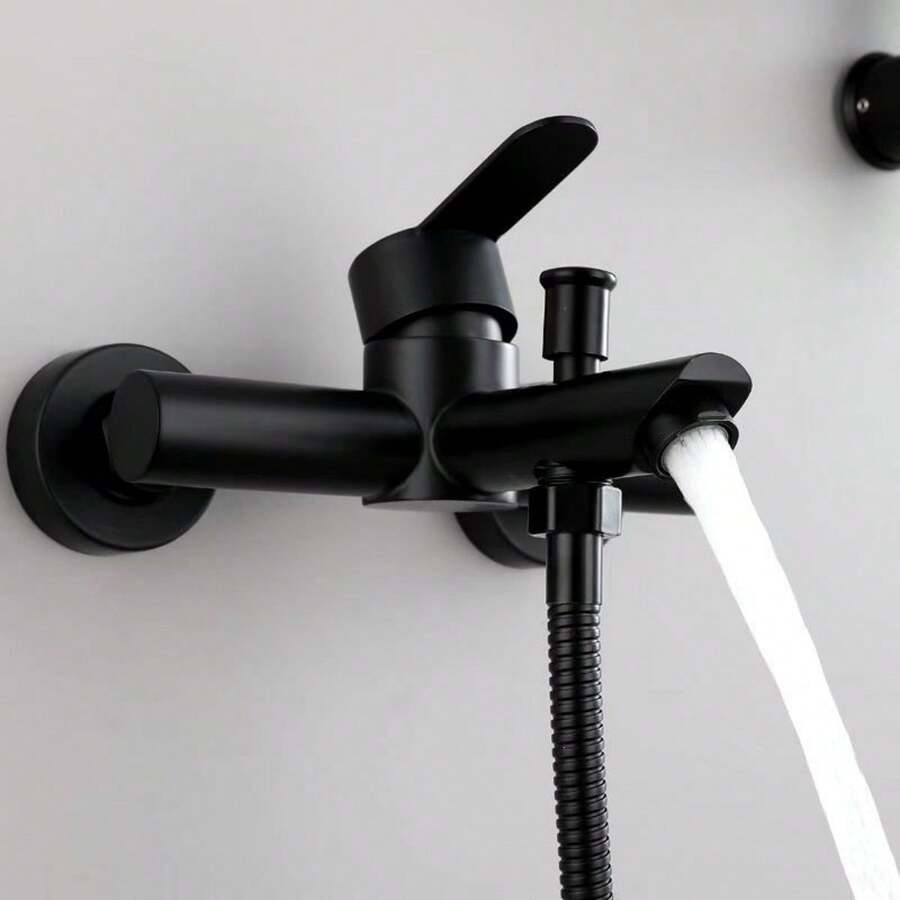 Stainless Steel Wall-Mounted Shower Mixer Faucet, Cold And Hot Bathroom Bathtub Faucet With Diverter, Modern Bathroom Shower Valve, Suitable For Home Bathroom Renovation - B - View 1