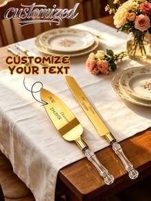 A6 Type Pizza Cutter & Server Set - Customizable Name Pizza Cutter & Server, Personalized Wedding Cake Knife & Server Set, Customized Crystal Handle Pizza Cutter & Server, Customizable Text Cake Server, Birthday Gift, Home Gift, Men, Women - Multicolor - View 12