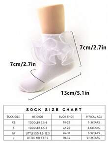 1 Pair Girls' Ruffle Trim Short Socks, Princess Dance Socks - Multicolor - View 6