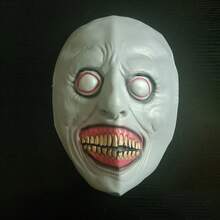 1pc Halloween Horror Mask - Smiling Little Devil White Demon Face, Durable Plastic, Perfect For Cosplay And Costume Accessories, Fun Accessory | Unique Design | Textured Finish - Multicolor - View 9