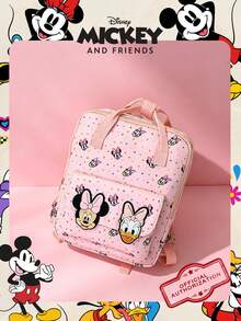 1pc Disney Official Licensed Minnie Mouse And Daisy Duck Pattern Backpack, Pink Polka Dot Full Print Daypack, With 3D Character Decoration, Cartoon School Bag, Suitable For Fans/Girls/Students/Teenagers/Graduates, Perfect For Daily Use, Outings, Travel, Shopping And Back To School Season - Pink - View 2