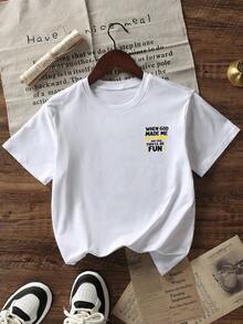 Boys Soft Neutral Color Crew Neck Short Sleeve Lightweight Summer Basic Essential T-Shirt - White - View 4