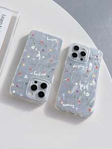 1 Piece Korean-Style Hand-Drawn Cute Polka Dot Phone Case, Minimalist And Versatile Protective Cover Compatible With Apple 11/12/13/14/15/16/17 Pro Max - Silver - View 3