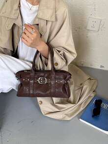 Minimalist Women's Handbag 2026 Fashion New Style Exquisite High-End Chic Rivet Luxury Shoulder Crossbody Bag - Brown - View 5