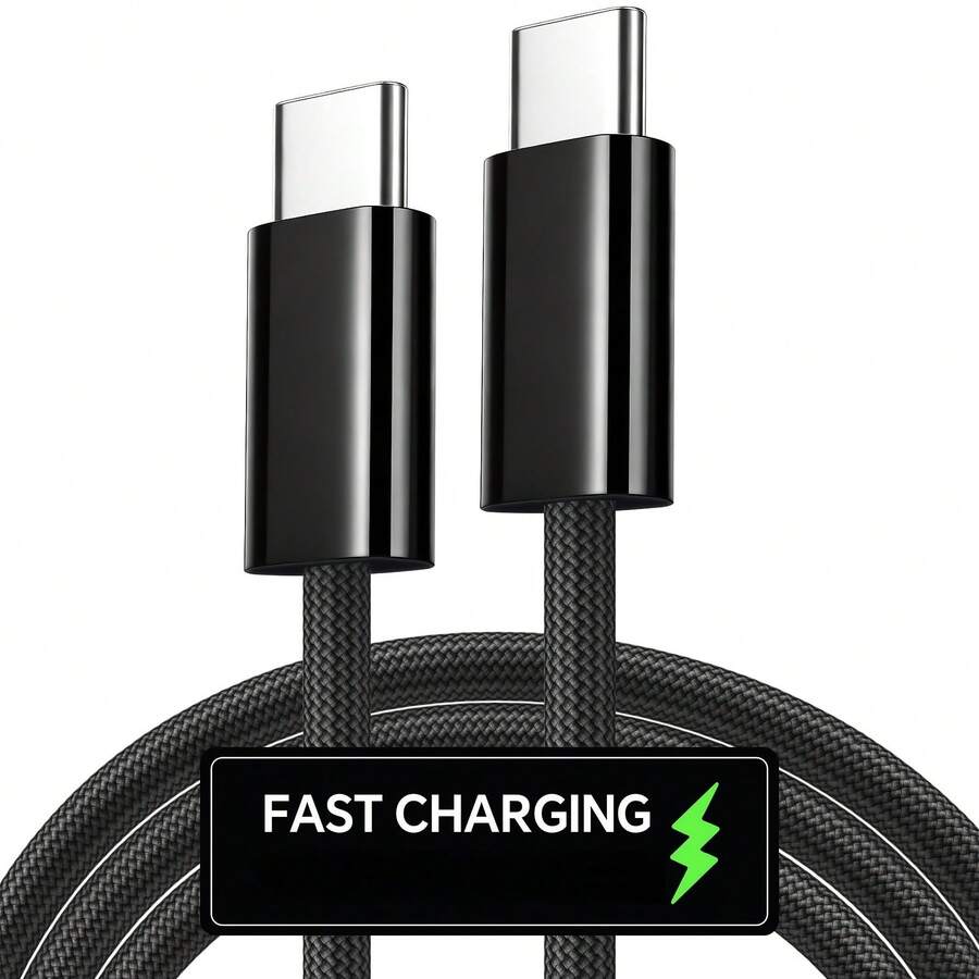 Type C To Type C Fast Charging Cable With Smart Display Light, Super-Fast Charging And High-Speed Data Transfer, Compatible With IPhone 17/16/15, Compatible With MacBook Compatible With Xiaomi And Other Devices. - Black - View 1