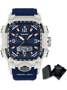 SANDA. SANDA Luxury Brand Dual Display Men's Watch Luminous Waterproof TPU Soft Strap Large Dial Chronograph Calendar Sports Wristwatch - one-size - View 15