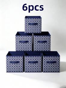 6PCS/3PCS/1PC No Lid Square Storage Box, Foldable Fabric Organizer, Home Clothing Storage Bin - Blue - View 21