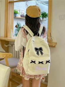 Embroidered Customization, Personalized Your Name, Cute Personalized Backpack, Dinosaur Cartoon Backpack, Multi-Functional Fashion Casual Travel Bag, Multi-Purpose Canvas Storage Bag - Multicolor - View 5