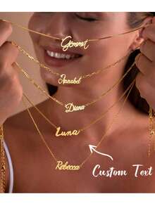 Kalung Nama Wanita Kustom, Rantai Figaro Stainless Steel, Desain Tahan Air untuk Pernikahan, Ulang Tahun, Hari Jadi, Wisuda, Musim Semi, Fashion, Liontin Nama - MultiWarna - View 1