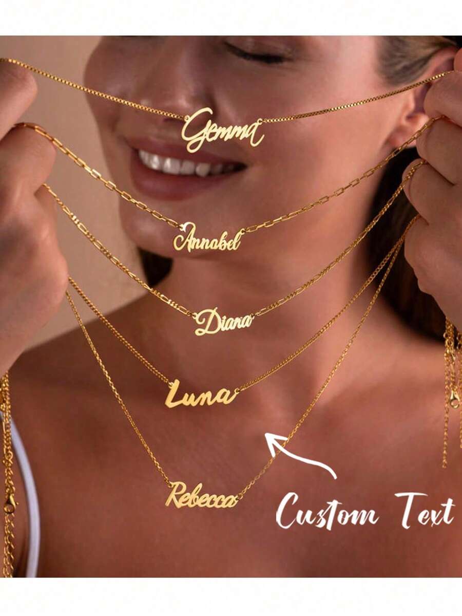 Kalung Nama Wanita Kustom, Rantai Figaro Stainless Steel, Desain Tahan Air untuk Pernikahan, Ulang Tahun, Hari Jadi, Wisuda, Musim Semi, Fashion, Liontin Nama - MultiWarna - View 1