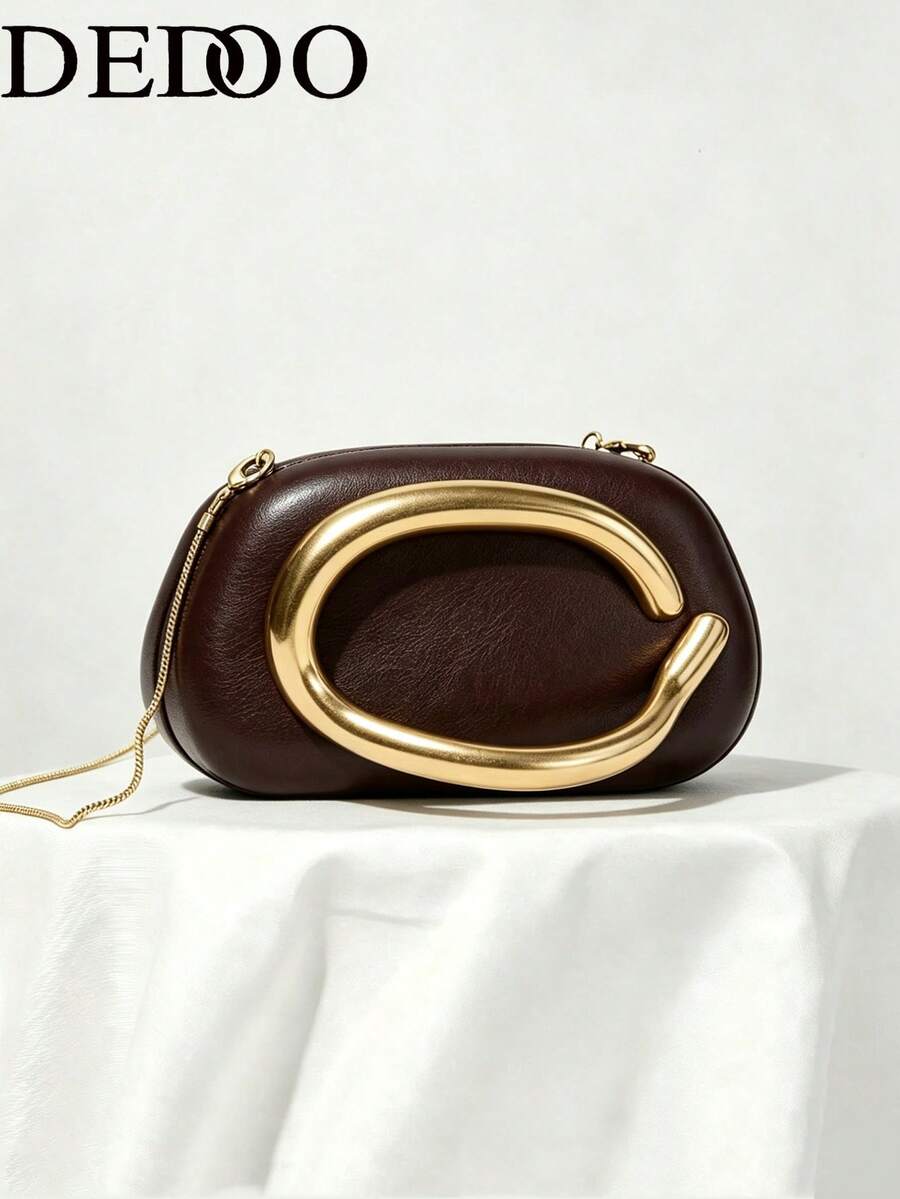 Burgundy PU Leather Clutch - Ideal For Valentine's Day, Comfortable & Fashionable, Stylish Handbag, Personalized Gift Choice - Coffee Brown - View 1