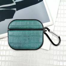 Compatible For AirPods 4 Pro 3 1/2/3 Dark Green Crocodile Pattern Round Leather Strap With Hook - Dark Green - View 7