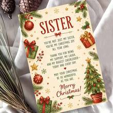 1 Greeting Card + 1 Envelope Warm Festive Christmas Greeting Card, Decorated With Gifts And Tree "Merry Christmas" For Sister, Winter Holiday Elegant Style Card. - View 3