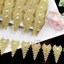 2 Yards 7cm Wide Exquisite Gold Silver Rhinestone Chain Lace For Bridal Hairpiece Costume DIY Material Jewelry Decoration - Gold - View 3
