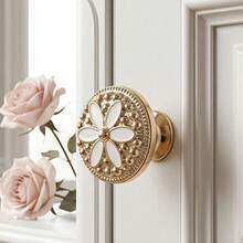 10pcs Handles + 10pcs Screws, Vintage European Floral Style Single Hole ABS Small Pull Handles For Wardrobe, Cabinet, Drawer, Furniture Hardware Door Knobs - Retro Handle - View 5