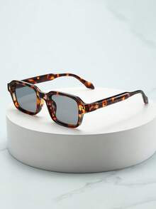 1pc Women's Small Frame High-Quality Versatile Fashion Glasses, Suitable For Daily Wear, Party, Casual Decoration - Tortoise Shell Frame Gray Tablet - View 1