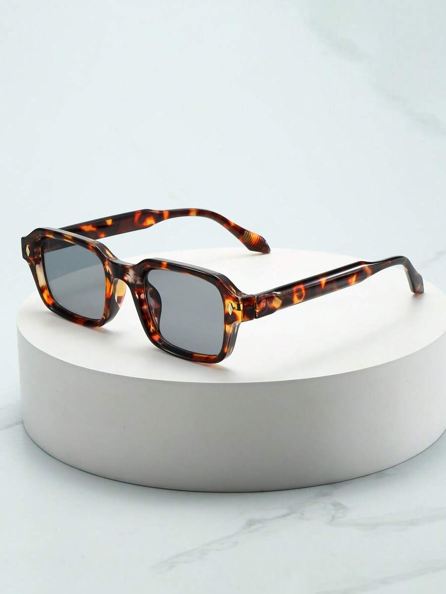 1pc Women's Small Frame High-Quality Versatile Fashion Glasses, Suitable For Daily Wear, Party, Casual Decoration - Tortoise Shell Frame Gray Tablet - View 1