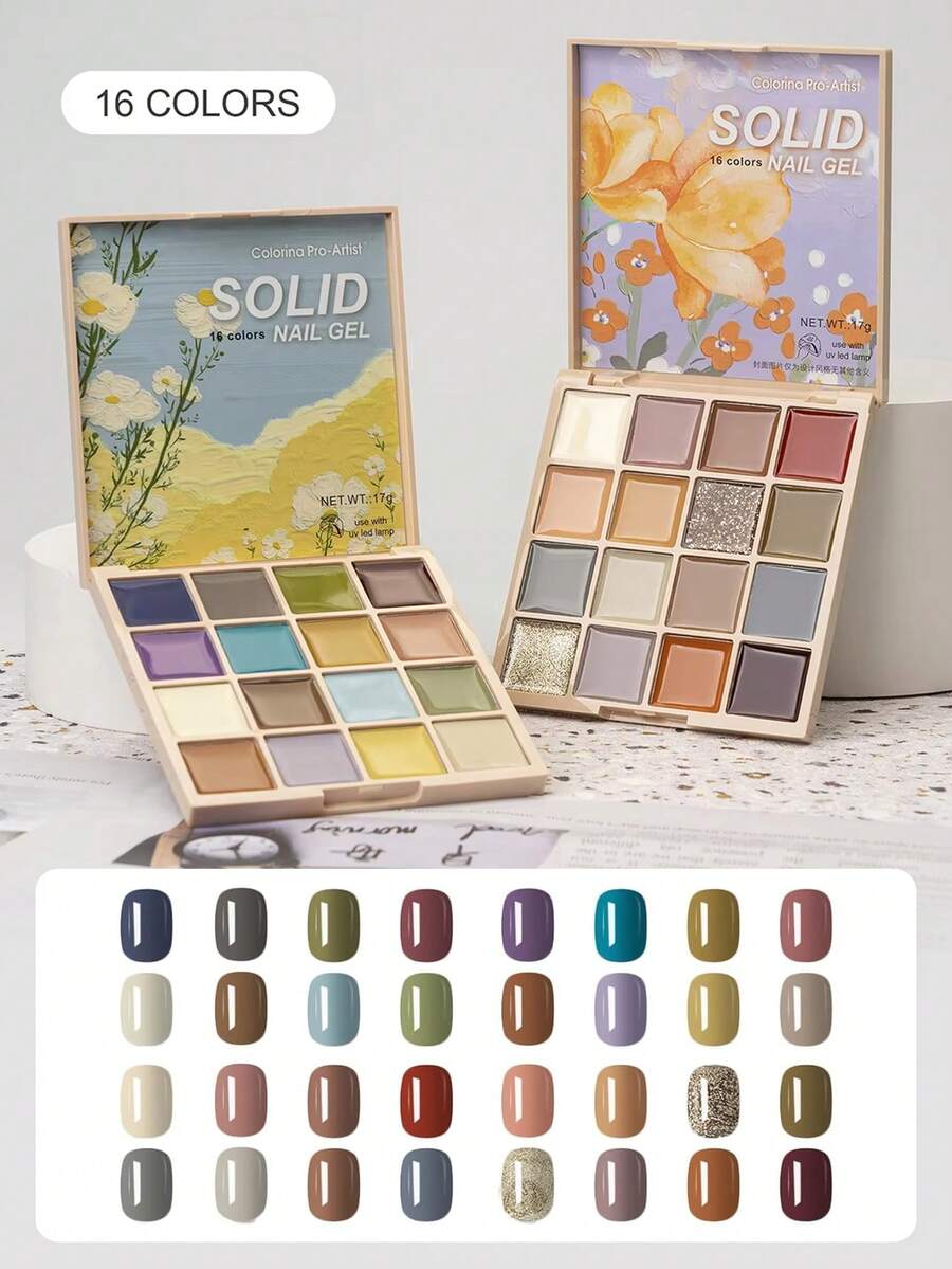 Set Kutek Gel Padat MAOMIA 16 Warna – Gel Tekstur Krim untuk Seni Kuku dan Pengeringan UV/LED untuk Desain Seni Kuku DIY - MultiWarna - View 1