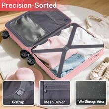 Luggage PC ABS Hardside Lightweight Suitcase With 4 Universal Wheels TSA Lock Carry-On 20 Inch - Pink - View 5
