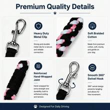 1pc Dog Car Headrest Safety Tether Braided Cotton Rope Pet Car Seat Belt With Heavy Duty Metal Clip, Chew Resistant Anti Shock Dog Travel Restraint Leash For Small Medium Large Dogs, Easy Install Universal Vehicle Pet Safety Accessory - Multicolor - View 5
