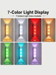 RGB 磁吸壁燈 LED 氛圍燈，免鑽孔磁吸安裝，感應式開關，可調多色，適用於各種牆面，客廳、臥室、走廊、樓梯、酒吧、約會場景 - 多色 - 查看 8