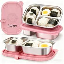 Personalized Custom Name Portable Lunch Box, Stainless Steel Food Storage Container, Silicone Sealed Container, Food Divider, Lunch Box, Picnic, Outdoor, Portable Box - Multicolor - View 2