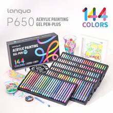 Languo 216 Farben (144 Acrylfarben + 72 Glitzerfarben) 72/54/36/24 Stücke Gelstift Set 1,0 mm feine Spitze Tagebuchstift PLUS bunte fluoreszierende Gelstifte Doodle handgezeichnete Zeitung Aquarellstifte große Kapazität starker 3D-Effekt - mehrfarbig - Übersicht 10