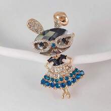 Broche de moda creativo con gafas de dibujos animados modernos de conejo, broche lindo para niña, pin accesorio para ropa - Broche de conejo con gafas - Ver 1