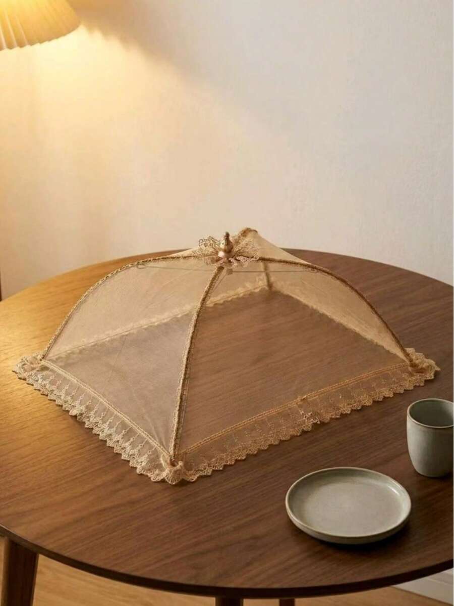 1件裝可折疊食物防蚊網 桌布 廚房食物蓋 傘形 防塵 防污 廚房防蠅防蚊網