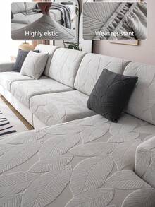 1pc Stretch Sofa Cover, Non-Slip Full Coverage Sofa Seat Cover, Suitable For All Seasons, Furniture Sofa Cushion Cover, Fabric Thickened Sofa Blanket, Machine Washable, Dust-Proof, Pet-Friendly, Plush Fabric, Light Gray, Suitable For Bedroom, Office, Living Room, Sectional Sofa And 1/2/3/4 Seater Sofa - Light Grey - View 2