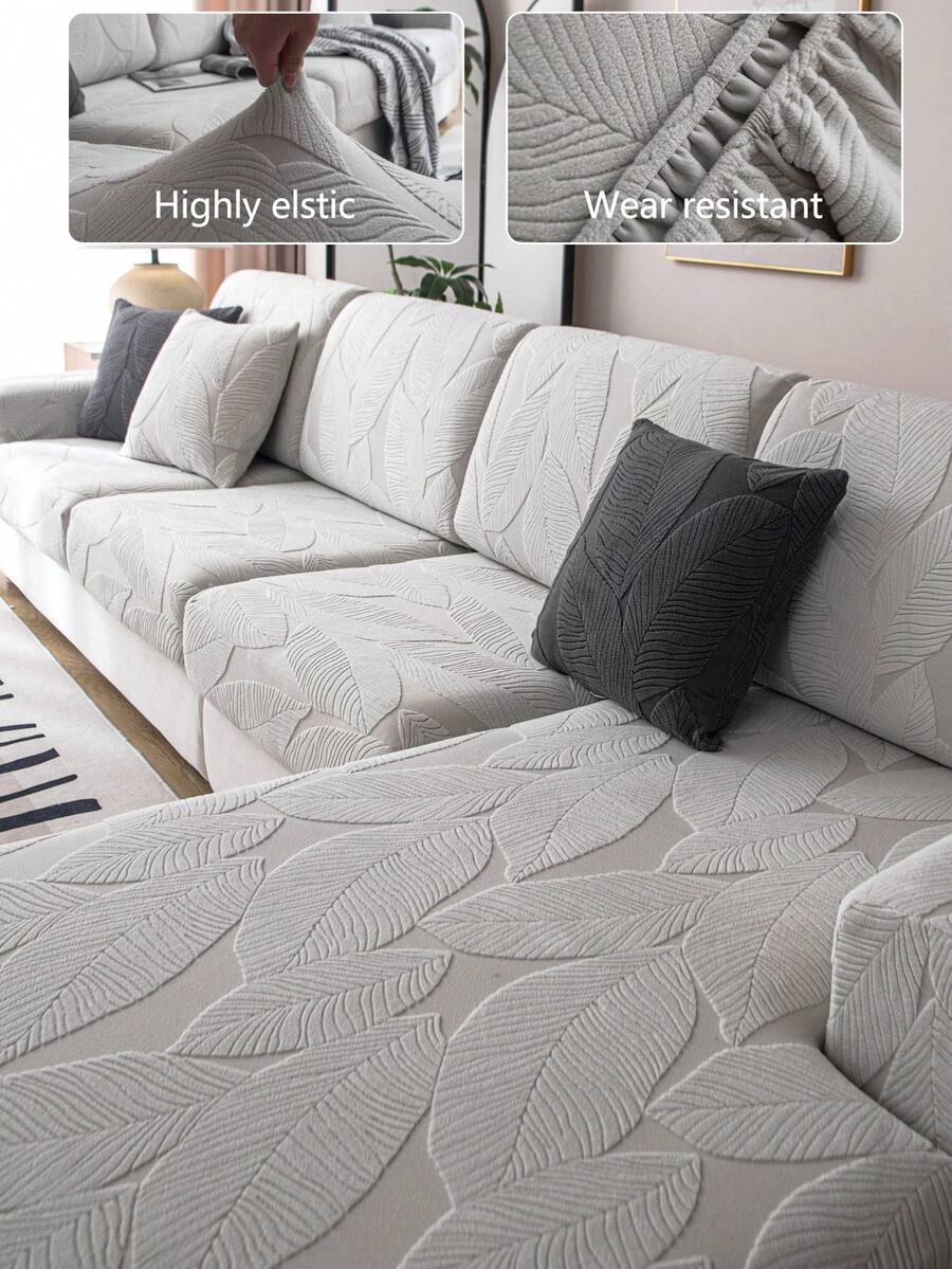 1pc Stretch Sofa Cover, Non-Slip Full Coverage Sofa Seat Cover, Suitable For All Seasons, Furniture Sofa Cushion Cover, Fabric Thickened Sofa Blanket, Machine Washable, Dust-Proof, Pet-Friendly, Plush Fabric, Light Gray, Suitable For Bedroom, Office, Living Room, Sectional Sofa And 1/2/3/4 Seater Sofa