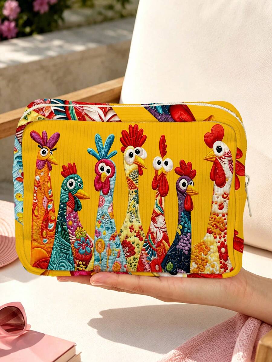 New Turkey Pattern Medical Bag, Medicine Storage Bag, Toiletry Bag, Travel Essential; Colorful Design, Suitable For Storing Medicine, Cosmetics And Various Travel Supplies; Portable Zipper Storage Bag -- Ideal Choice For Medicine And Medical Supplies Storage; Essential For Travel, Back To School Season And Outdoor Activities, Halloween Essential, Holiday Essential - Multicolor - View 1